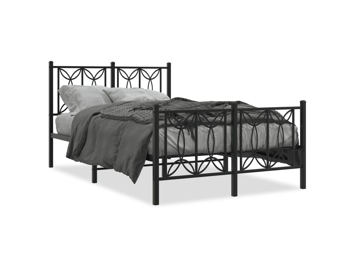 Maison Exclusive - Estructura Cama Sin Colchón Con Estribo Metal Negro 120x190 Cm