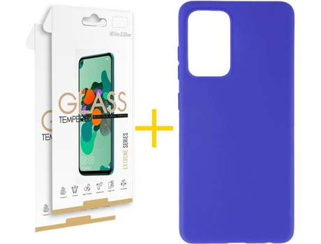 Kit Funda + 2 Protectores de Pantalla Samsung Galaxy A52 4G SKYHE Liso (Azul)