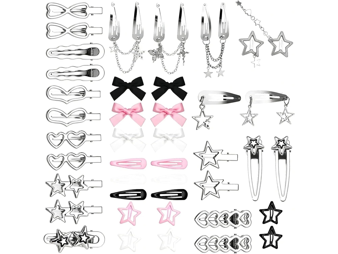 Elegante Conjunto De Horquillas Para El Cabello Con Forma De Lazo Y Estrella, Ideales Para Fiestas Y Salidas.