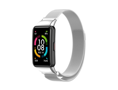 Correa de reloj de metal magnético para Honor Band 7 Milan (Plata)
