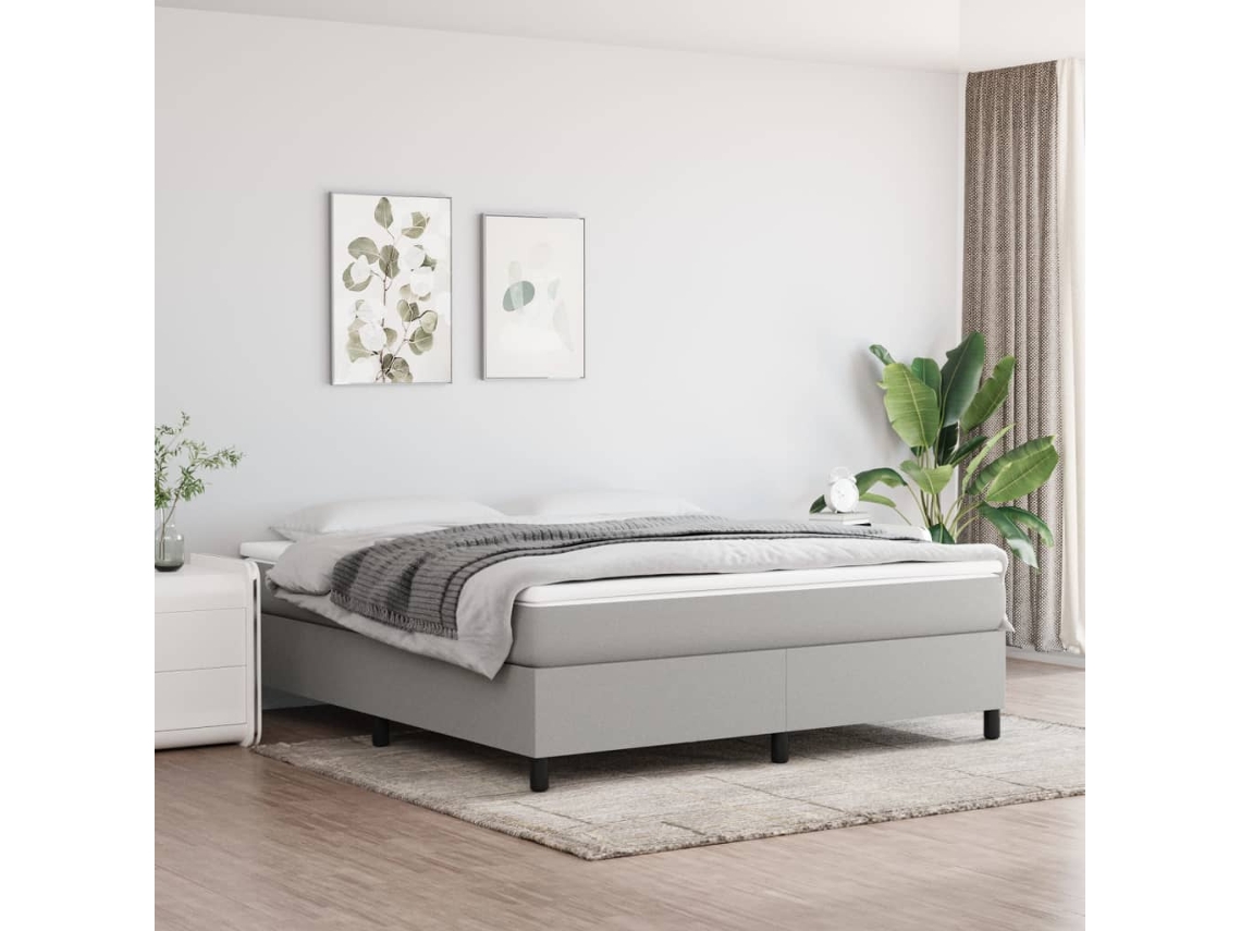 Cama Sin Colchón Tela Gris Claro 180x200 Cm