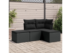 Conjunto de sofás de jardín de 4 piezas DKD Home Decor con cojines de mimbre negros