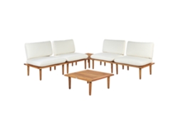 Conjunto de 4 Sillas de Jardín de Madera de Acacia BELIANI Frascati de Madera de Acacia con Certificado FSC Blanco 80X70X75