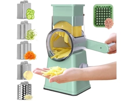 Cortador de verduras 7 piezas Cortador de verduras con 5 cuchillas intercambiables, Cortador de verduras con manivela, Picador de verduras, Rallado...