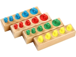 Bloques Cilíndricos De Madera Educativos Para Niños Pequeños, 12 Juguetes Interactivos Multicolores.
