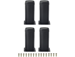 2026-4 Piezas Patas De Mueble Ajustables De Acero Inoxidable Negro 20cm Para Diy Sofá Mesa Tv 120 Mm