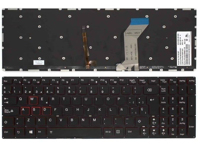 Teclado Retroiluminado Gaming para Portátil Lenovo Ideapad Y700-15 Negro Sin Marco