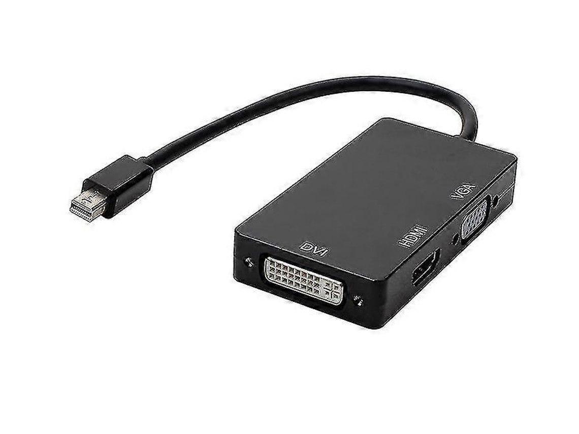 Adaptador convertidor Mini DP macho a HDMI, DVI y VGA hembra