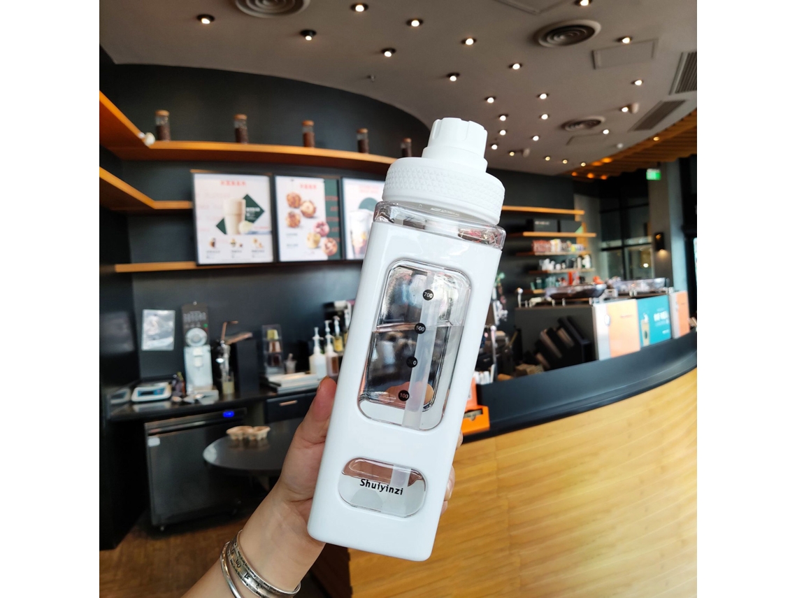 Botella De Agua De Doble Capa De Gran Capacidad De 700 Ml Con Pajita Para Gimnasio, Escuela, Color Blanco.