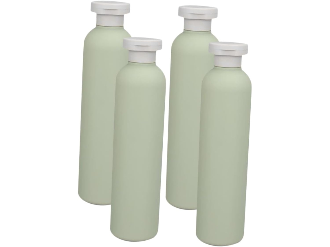 Juego De 4 Botellas Recargables Para Champú Y Gel, Color Verde Aguacate.