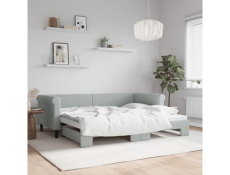 VIDAXL Sofá cama nido terciopelo gris claro 90x200 cm