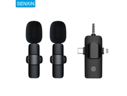 Micrófono de solapa inalámbrico, conector de 3,5 mm, minimicrófono con cancelación de ruido. Mdug (con dos micrófonos)