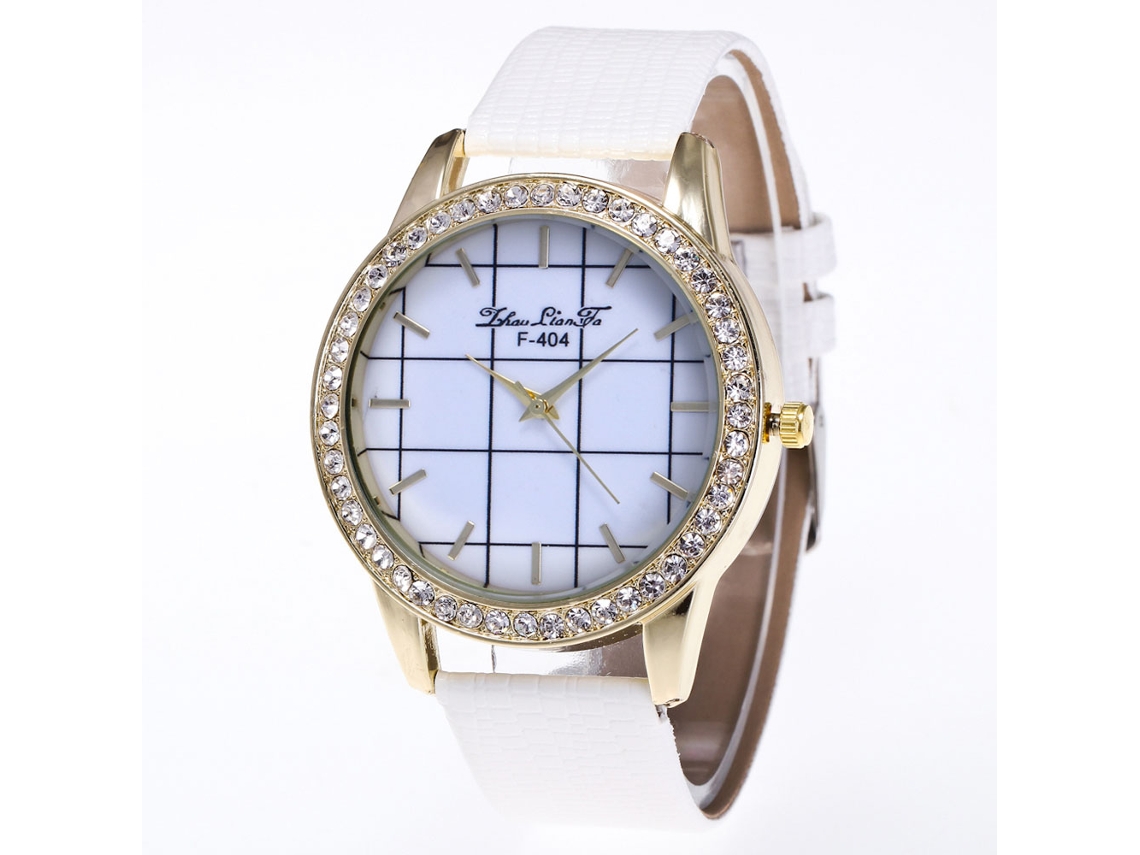 Reloj De Pulsera Analógico De Cuarzo Para Mujer Con Correa De Pu Y Esfera Blanca Grande.