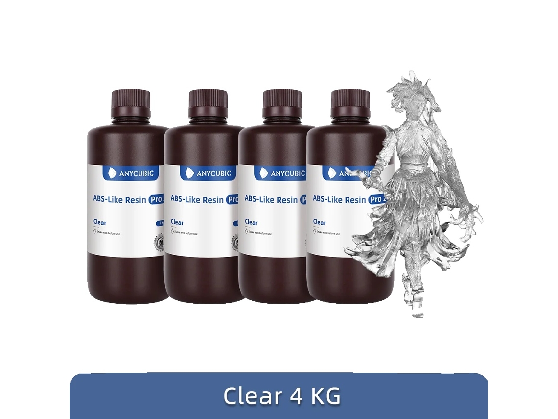 Resina 3D Anycubic, disponible en varios colores, alta precisión para impresión LCD, transparente - 4 kg
