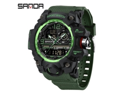 Reloj Electrónico De Moda (negro Y Verde para Hombre) Con Acabado Luminoso, Resistente Al Agua Y A Los Golpes. Alarma.