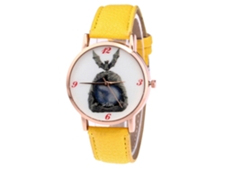 Reloj De Pulsera Unisex Zhoulianfa De Piel Sintética Con Estampado De Batman Amarillo.