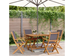 Juego de comedor de jardín de 5 piezas, tela antracita/madera maciza, DKD Home Decor
