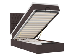 Maison Exclusive - Estructura Cama Otomana Colchón Tela Marrón Oscuro 90x190 Cm