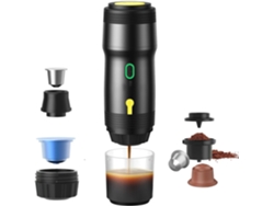 Cafetera portátil 3 en 1, con calefacción inalámbrica, ideal para café en polvo o cápsulas, ideal para viajes y oficina, color negro. Digitallab
