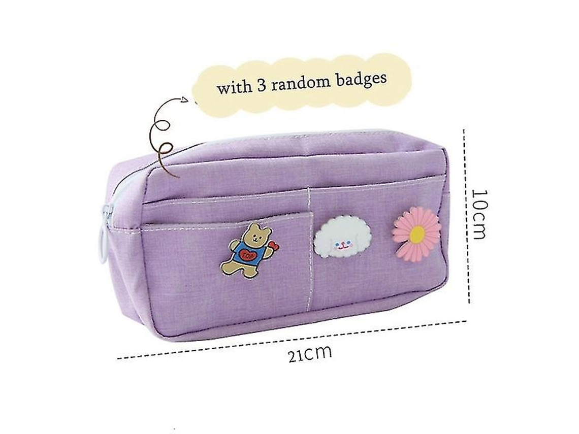 Estuche de lona con estampado animal, rosa, mochila escolar grande para niñas, material de papelería, color violeta y morado Chennnls