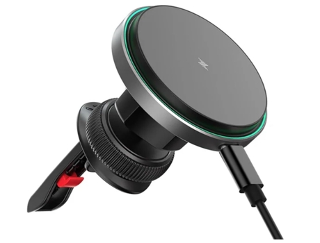 Cargador magnético para coche con soporte de ventilación. Carga inalámbrica rápida de 15 W, identificación inteligente, carga y descarga inteligent...