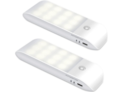 Pacote de 2 12 Led  Usb Recarregável com Sensor de Movimento Fita Adesiva Magnética