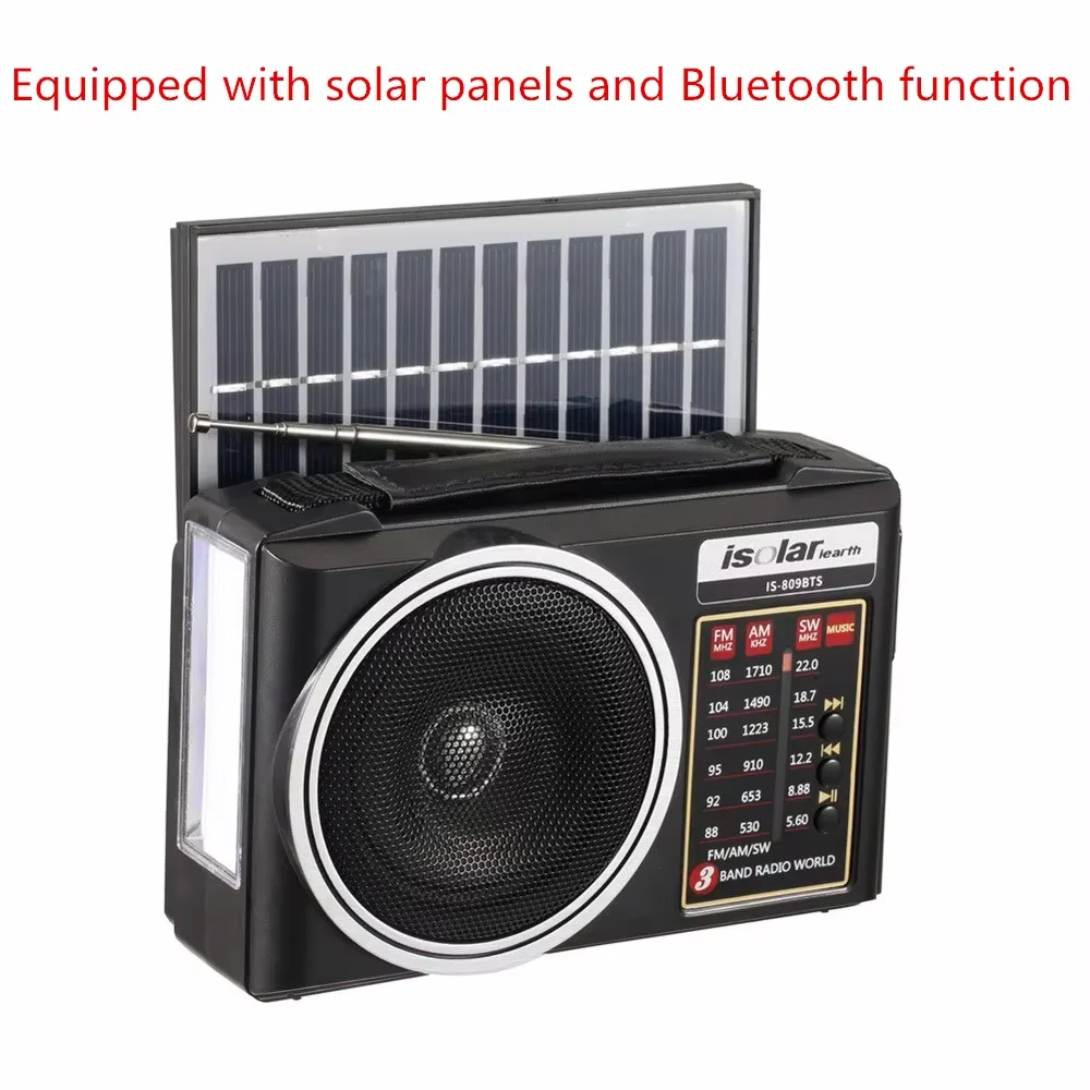 Radio portátil FM/AM/SW Viewleaf con linterna, carga solar, multibanda, receptor de emergencia y altavoz Bluetooth para uso en exteriores