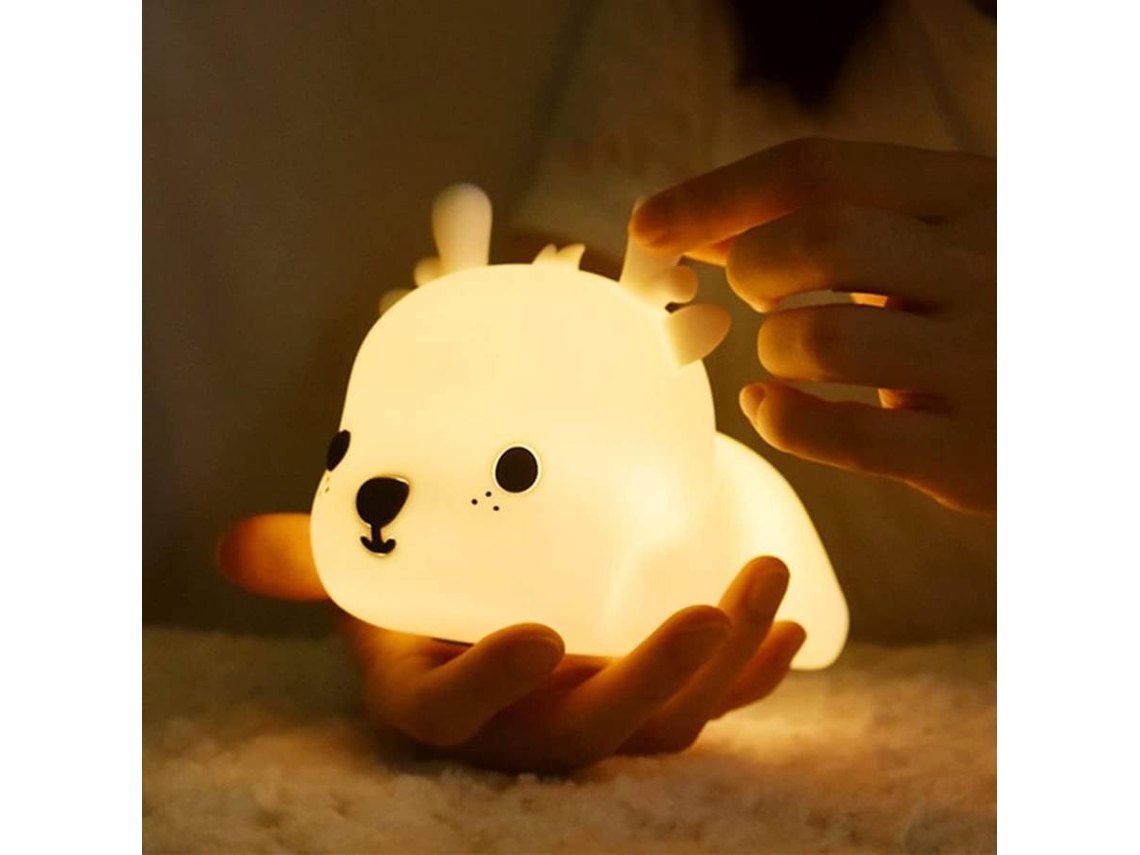 Lámpara de noche infantil de silicona con forma de ciervo para dormitorio (blanca)