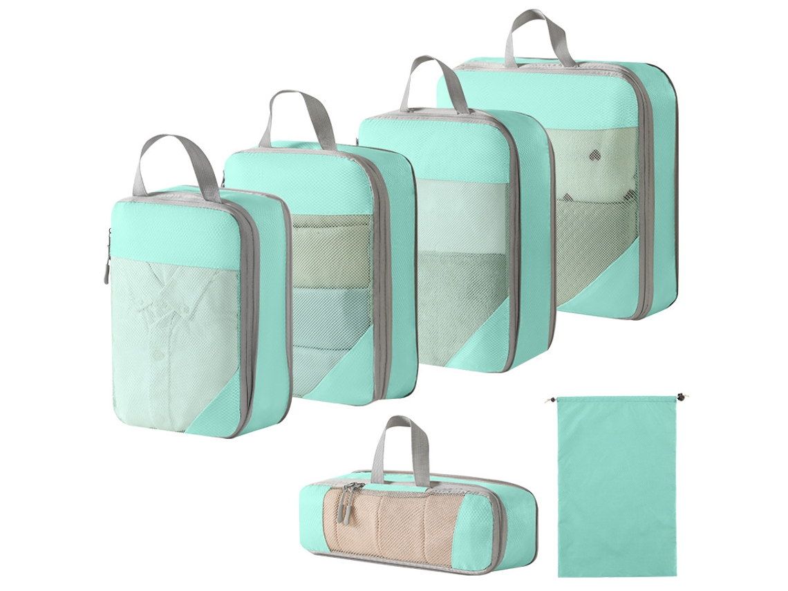Conjunto De Bolsas Organizadoras Para Malas, Com Bolsa Com Cordão, Pacote Com 6 Chrui (azul Lago)