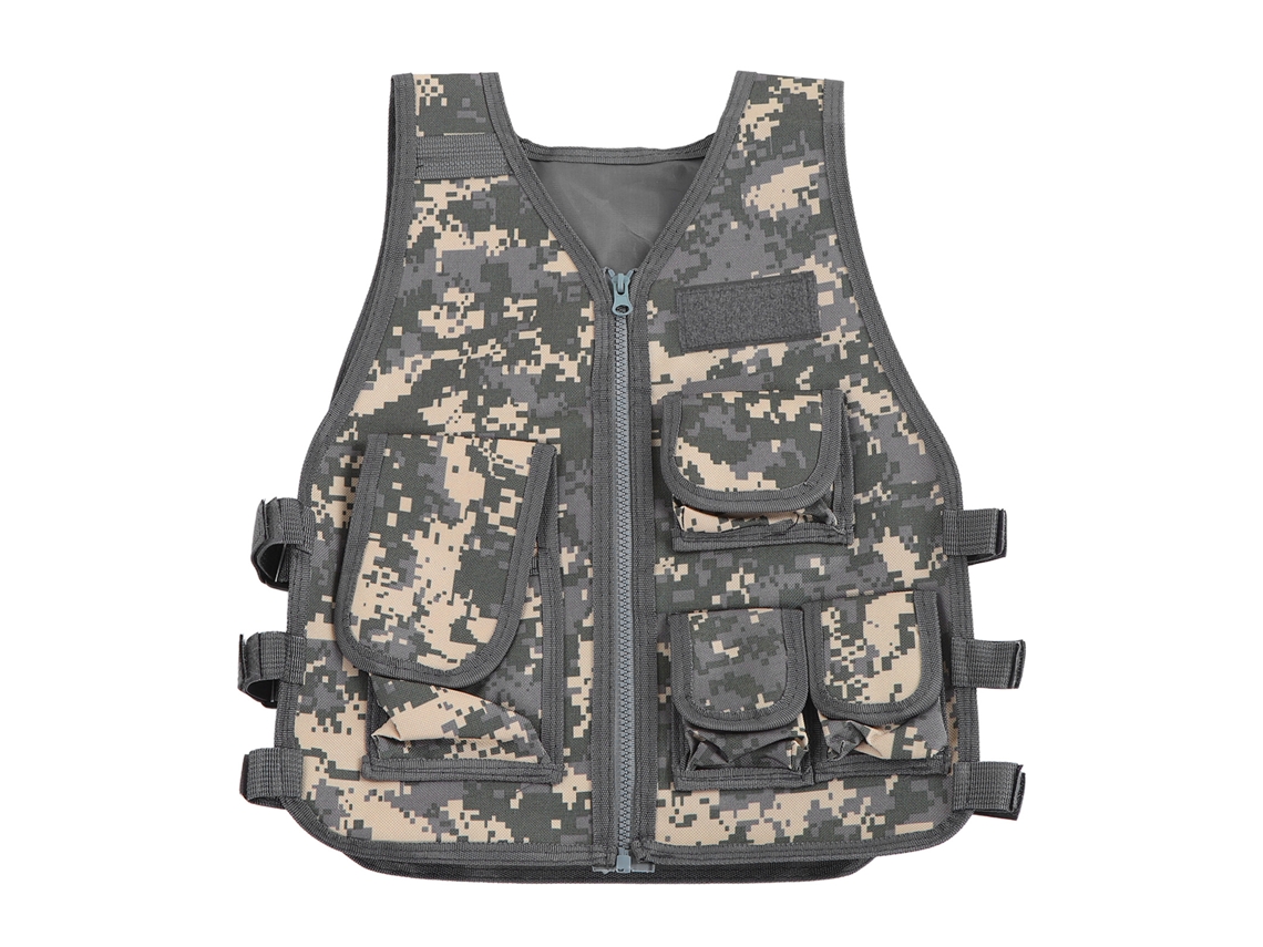 2026-chaleco Camuflaje Infantil Para Exterior Con Bolsillos Juego Entrenamiento Talla L 48cm