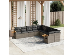 Conjunto de sofá de jardín de 10 piezas con cojines, ratán gris, DKD Home Decor
