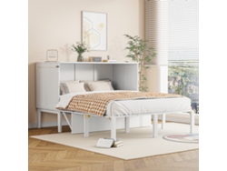 Cama Murphy 140x200 Cm, Cama De Pared Con Somier, Cama Abatible De Pared, Cama De Pared Vertical Con Somier, Cama Juvenil, Blanco