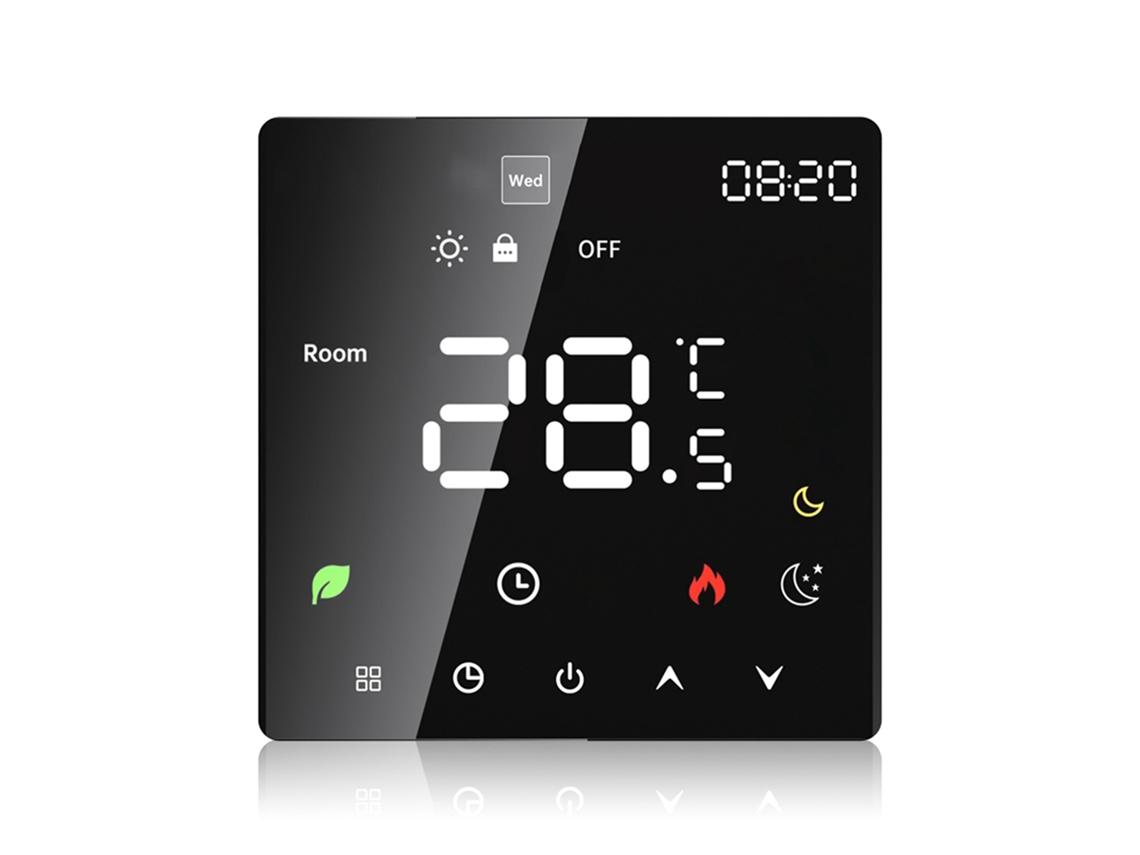 Termostato Inteligente Wifi Con Pantalla Táctil, Programable Con Modos Automático Y Manual Para Calefacción Eléctrica De 16 A, Ip20.