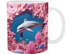 Taza de café con delfín 3D, tazas bonitas, tazas de cerámica con diseño 3D plano, Gokoco Ceramic