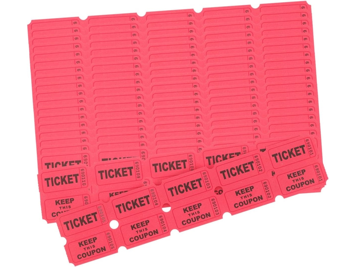 Lote Com 200 Bilhetes Vermelhos Numerados Para Jogos, Eventos E Festas.