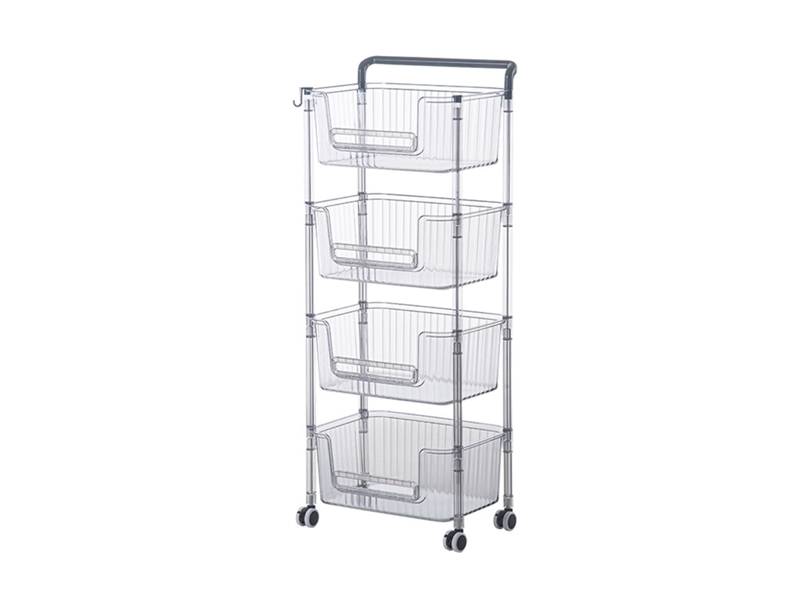 Carrito de almacenamiento con ruedas, estable, elegante, multifuncional, resistente, móvil, organizador de almacenamiento, carrito para el hogar, 4 niveles
