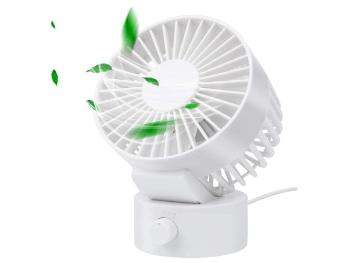 Ventilador de mesa USB Yizhood de 3 velocidades, silencioso, para casa o oficina, color blanco