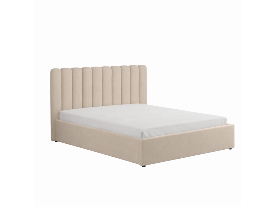 Savannah Cama Con Canapé Abatible 140x190cm De Terciopelo Beige