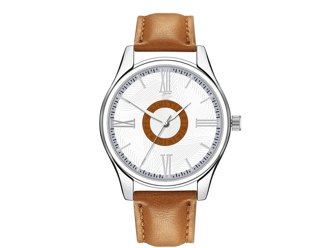Reloj De Pulsera De Cuarzo Para Hombres Con Correa De Pu Fashionable Business (café Claro Blanco)