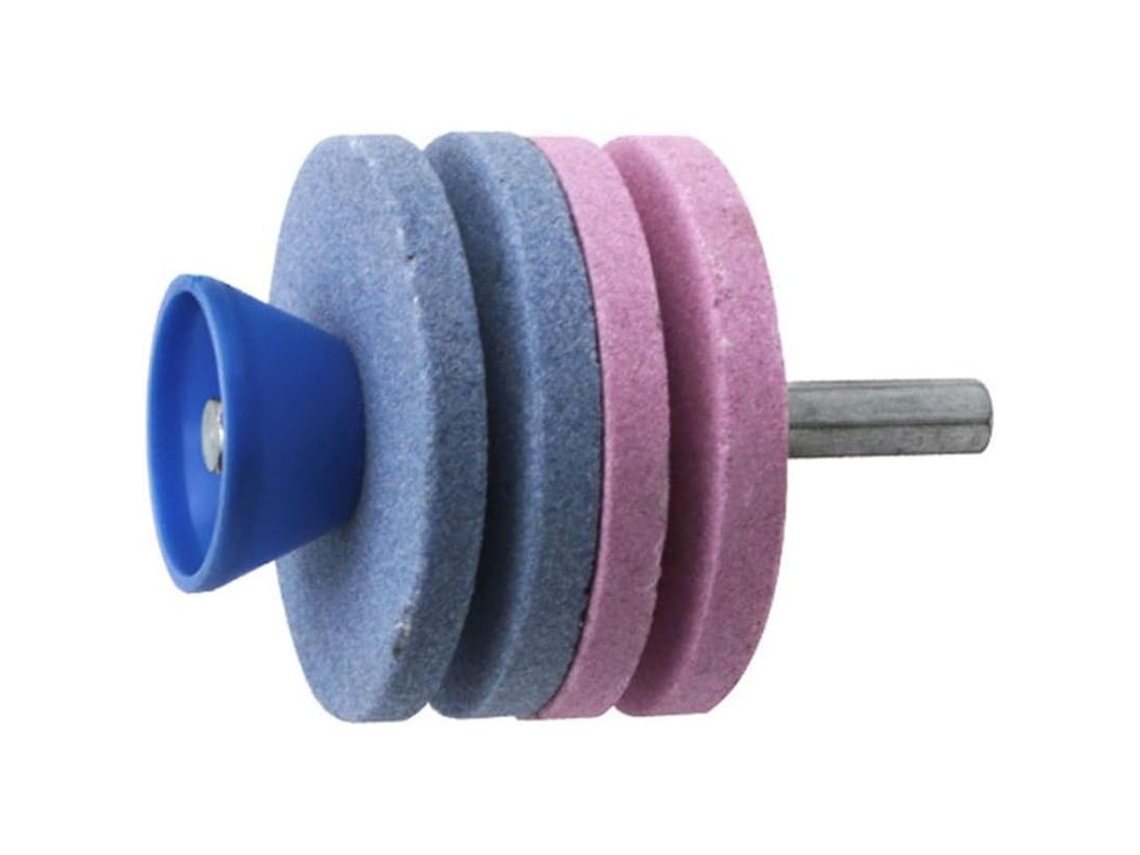 Afilador De Cuchillas Para Cortacésped Y Herramientas Con Taladro Eléctrico O Manual Azul Y Rosa