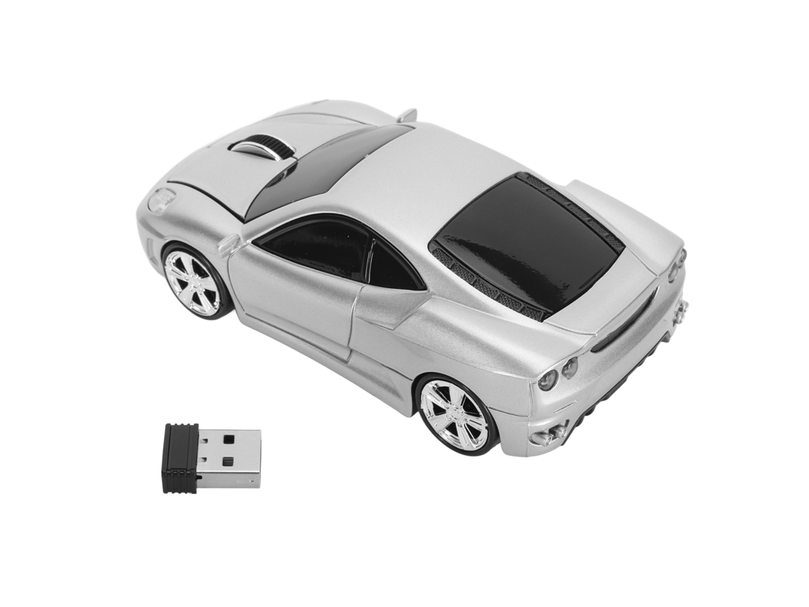Mouse Sem Fio Estilo Carro Esportivo 2.4ghz Usb 1600dpi Led Para Laptop Desktop Escritório Gamer Prata