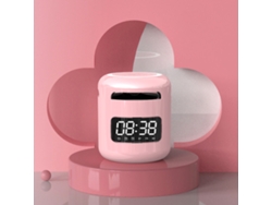 Altavoz Bluetooth Con Reloj, Carga Tipo C, Subwoofer, Mini Altavoz Inalámbrico Con 3 Alarmas Y Luz Ambiental Rosa