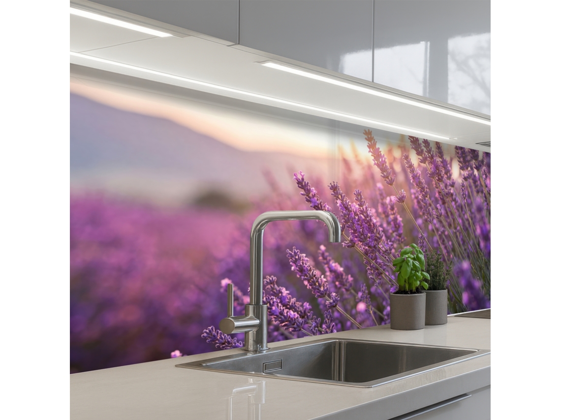 Paneles antisalpicaduras de cocina color lavanda - Morado - Luz solar 200x80 cm