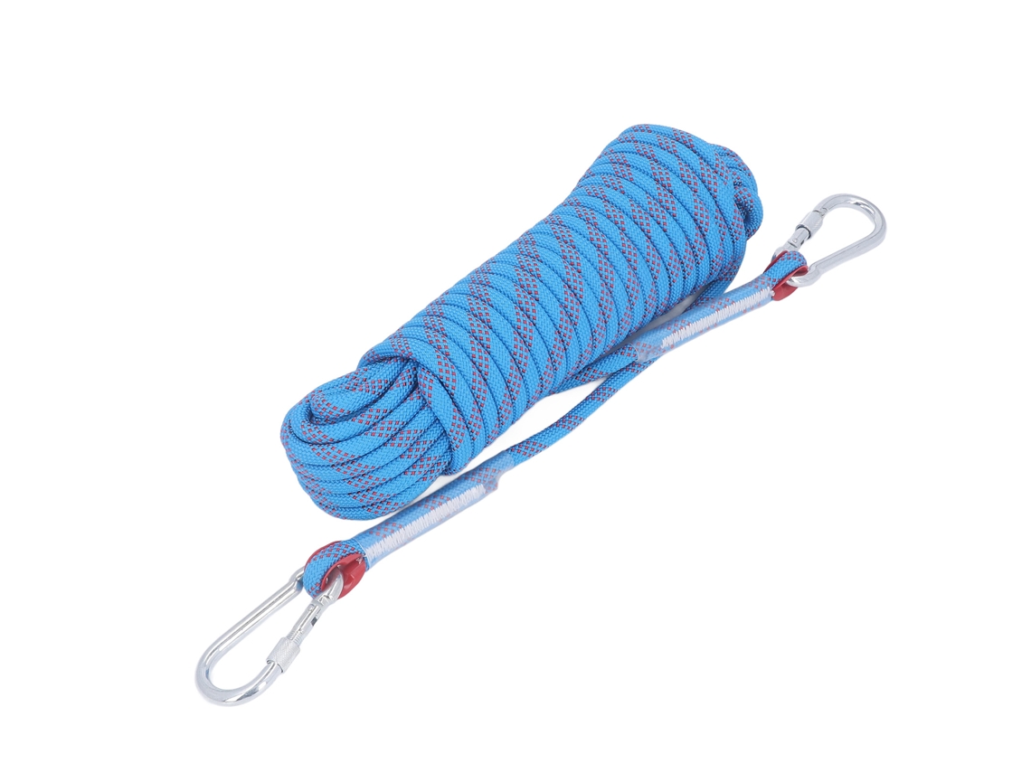 Cuerda De Escalada De 20 Metros Para Exteriores, Cuerda De Escape Estática De 10 Mm, 20 M, 2 Ganchos, Azul