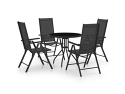 Conjunto de comedor de jardín de 2 piezas en aluminio y textileno negro Dkd Home Decor
