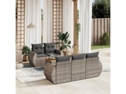 Conjunto de 6 sofás de jardín con cojines en mimbre gris DKD Home Decor