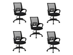 Paquete de 5 sillas de oficina ergonómicas Dasck: malla transpirable, altura regulable, ruedas giratorias de 360°, base negra, para oficina y sala de reuniones.