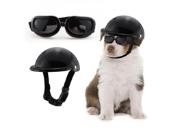 Casco De Seguridad Y Gafas Para Mascotas Moto Talla Ajustable Abs Plástico Ligero L