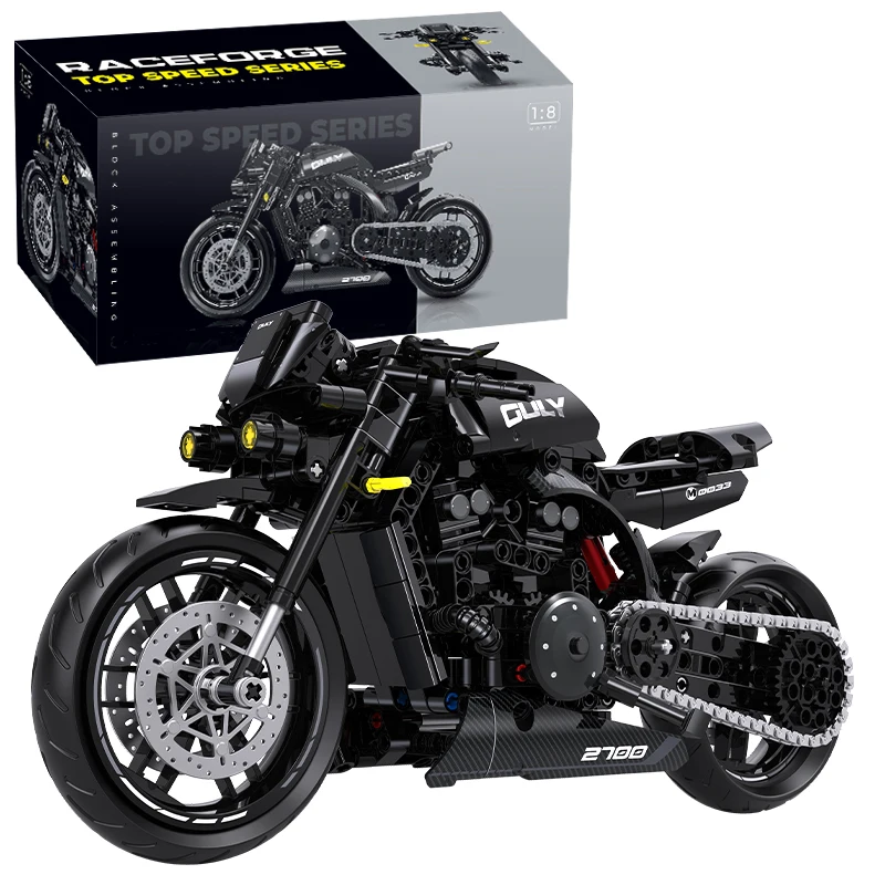 (538 Piezas) Nuevos Bloques De Construcción Diy De Más De 500 Piezas Con Tecnología De Motocicletas De Carreras Oscuras Súper Potentes.
