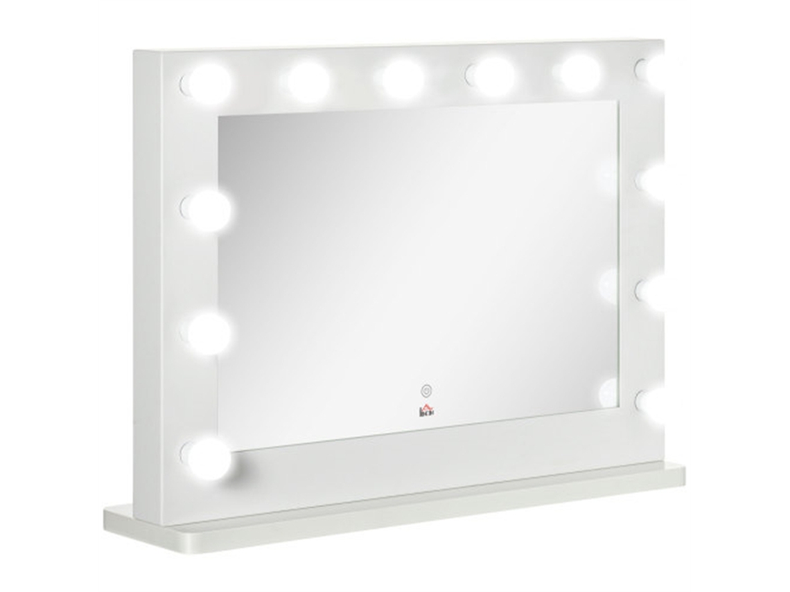 Espejo De Maquillaje Estilo Hollywood Con Interruptor Táctil, 12 Luces Led Regulables Integradas Y Unas Dimensiones De 80 X 60 Cm.